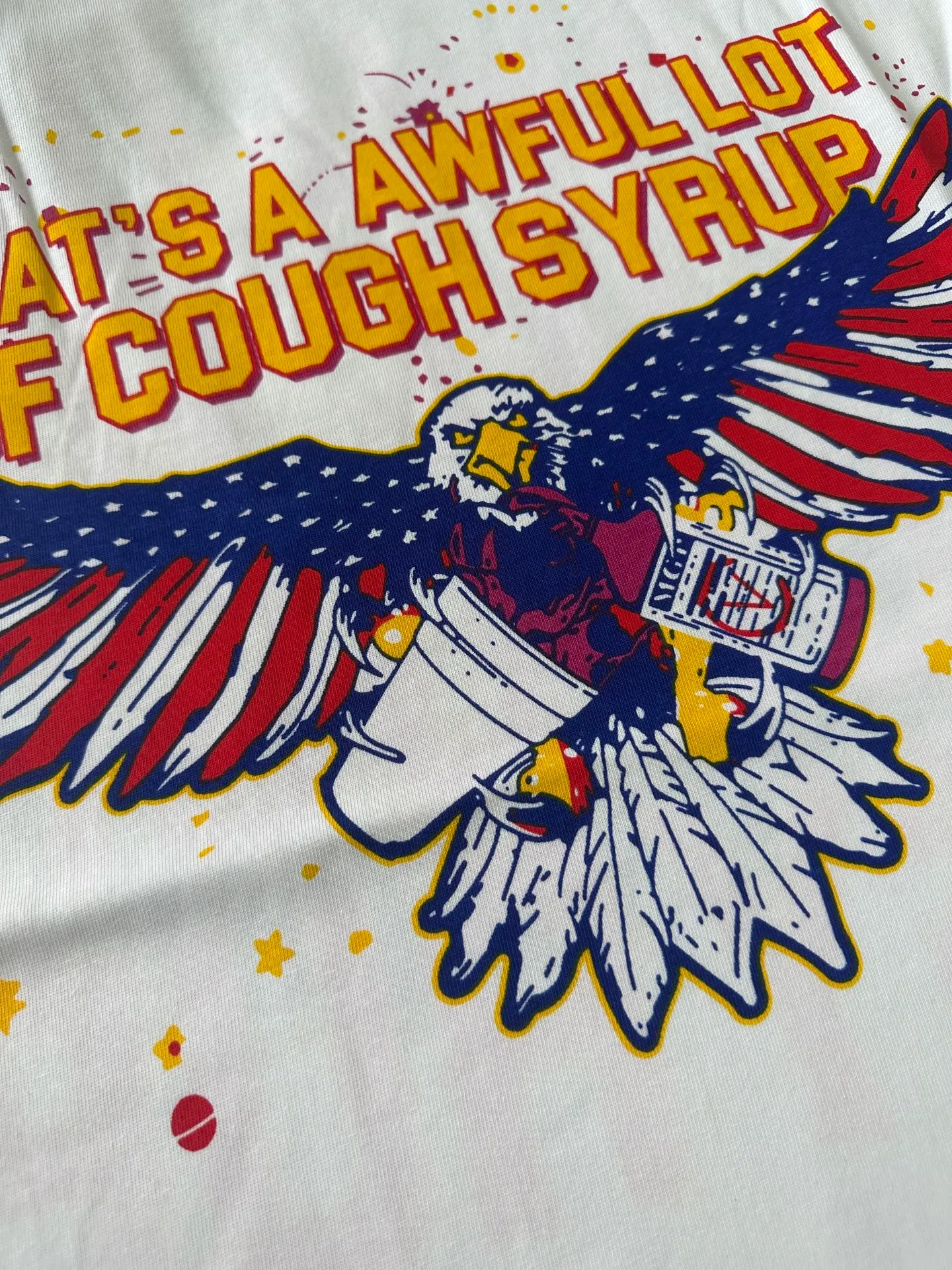 #White | THAT'S A AWFUL LOT OF COUGH SYRUP In Stock Real shot American simple trendy brand loose casual T-shirt Fabric (fabric): 32 counts Weight combed double yarn pure cotton Sizes (size): S-M L X L Color (colour): White
